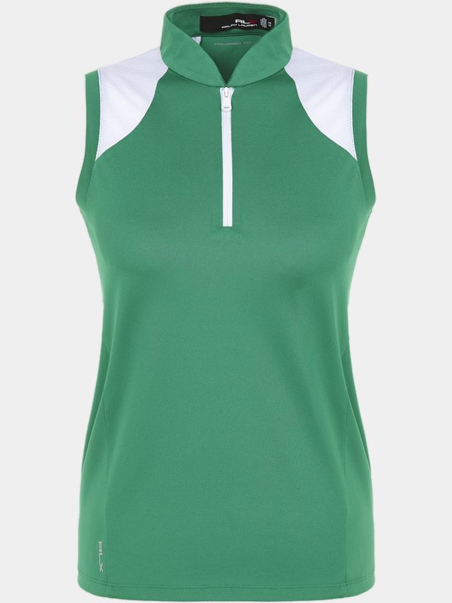 Polo Ralph Lauren Stehkragen mit Kontrast ohne Arm Polo grün