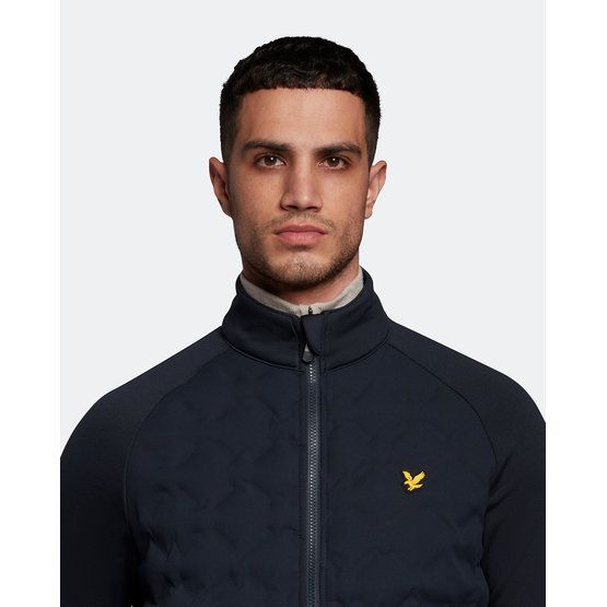 Lyle & Scott  Károvaná prošívaná fleecová bunda Thermo Jacket námořnická modrá