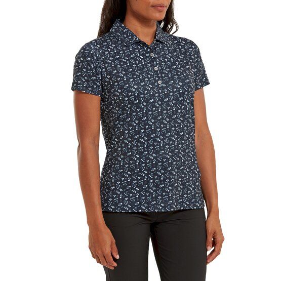 FootJoy  Floral Print Half Sleeve Polo navy