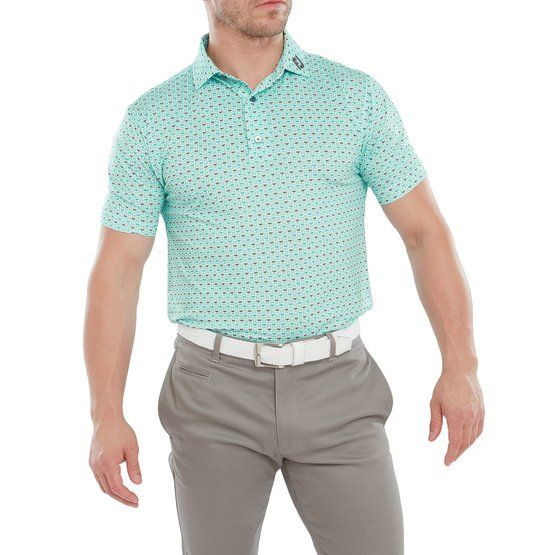 FootJoy Half Moon Geo Halbarm Polo türkis