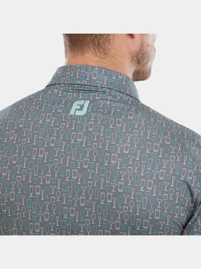 FootJoy Glass Print Halbarm Polo grau