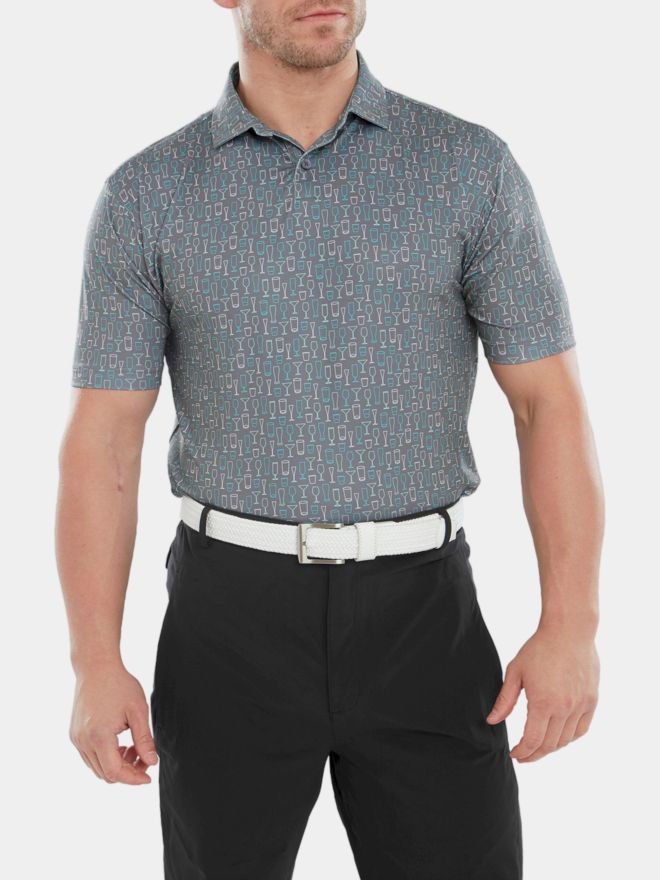 FootJoy Glass Print Halbarm Polo grau
