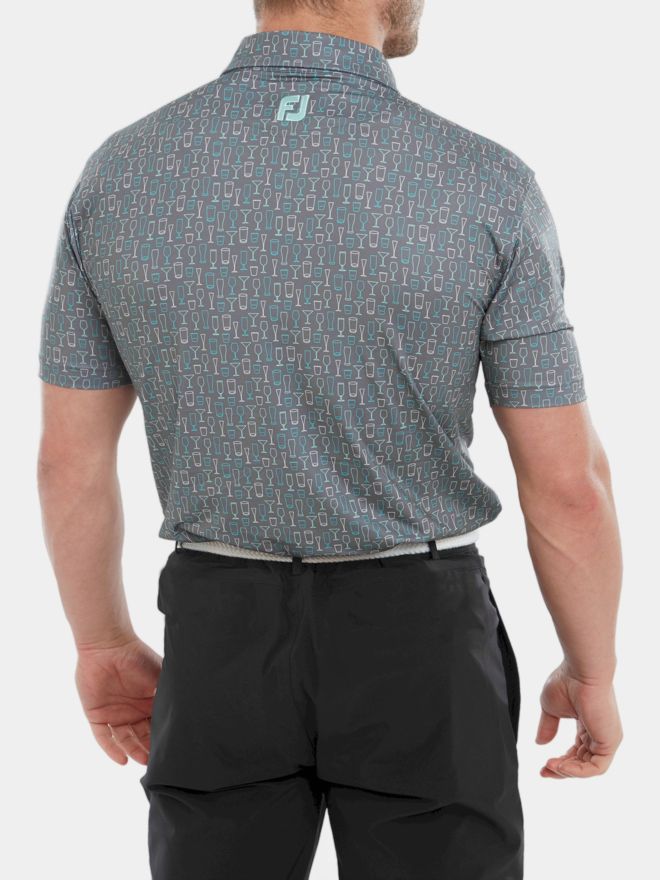 FootJoy Glass Print Halbarm Polo grau