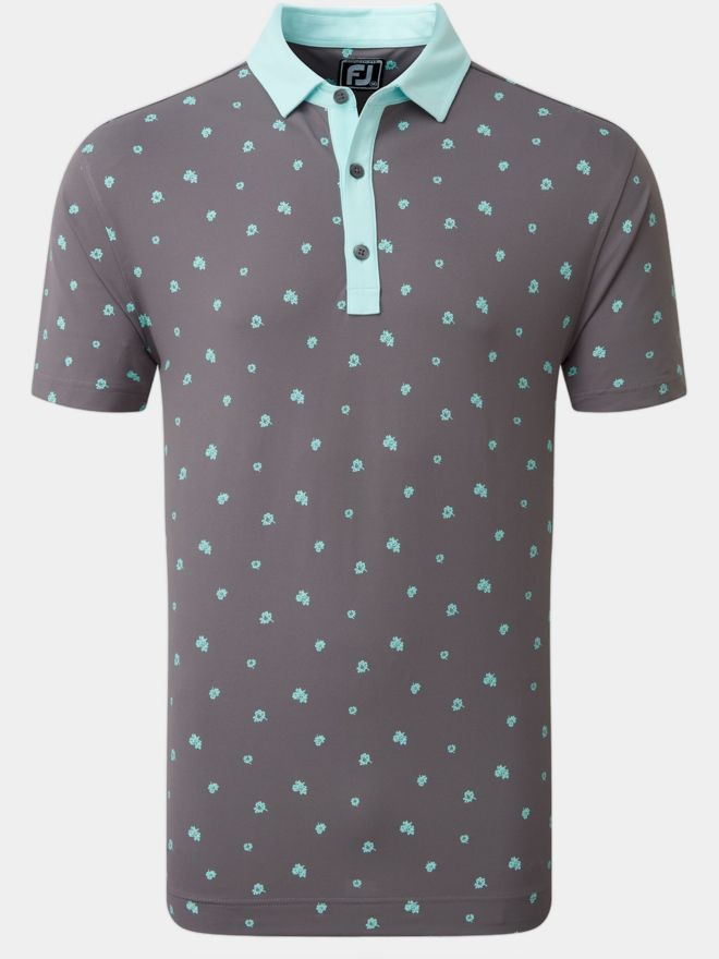 FootJoy Scattered Floral Halbarm Polo grau