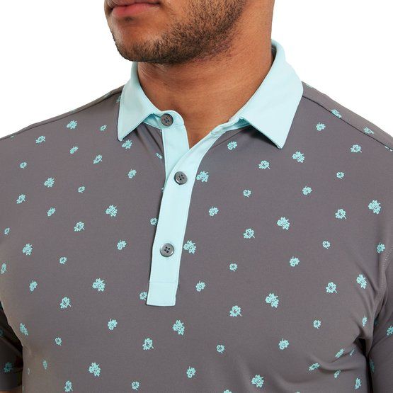 FootJoy Scattered Floral Halbarm Polo grau