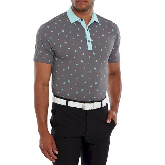 FootJoy Scattered Floral Halbarm Polo grau