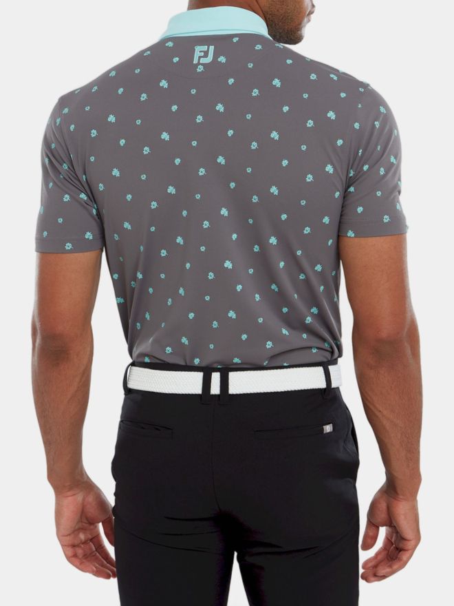 FootJoy Scattered Floral Halbarm Polo grau