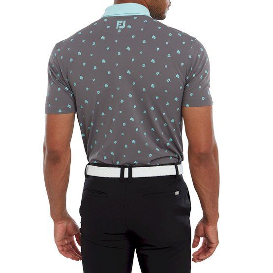 FootJoy Scattered Floral Halbarm Polo grau