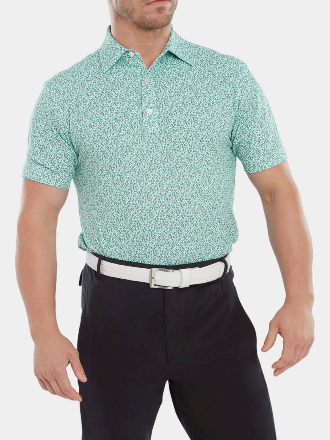 FootJoy Confetti Print Halbarm Polo türkis