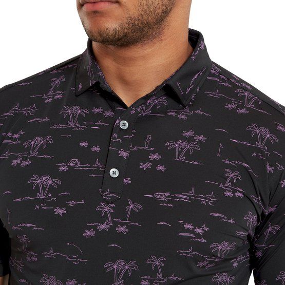 FootJoy  Tropic Golf Print Half Sleeve Polo black