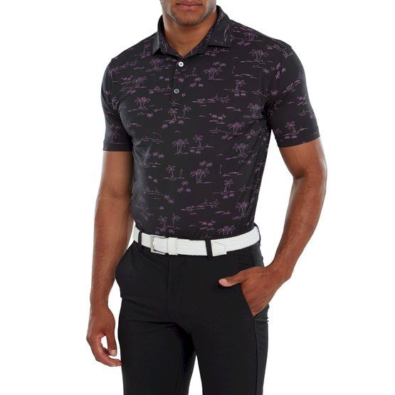 FootJoy  Tropic Golf Print Half Sleeve Polo black