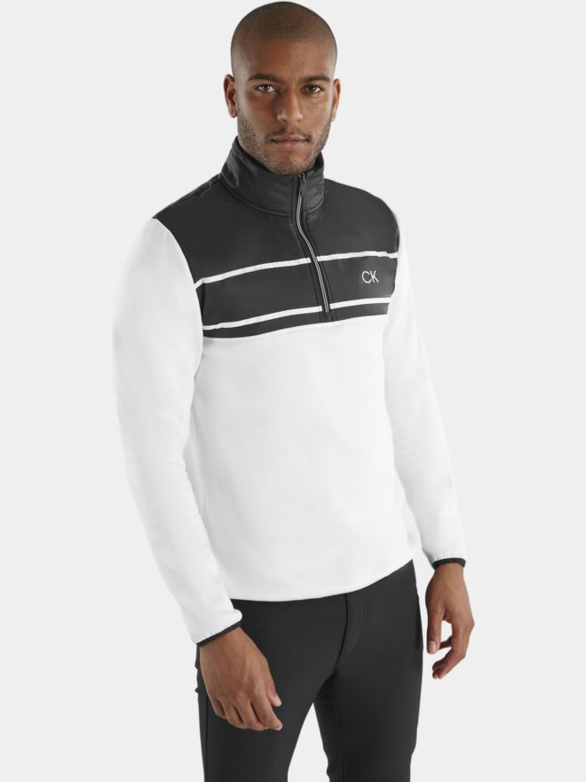 Calvin Klein HARROW HYBRID HALF ZIP Stretch Midlayer weiß