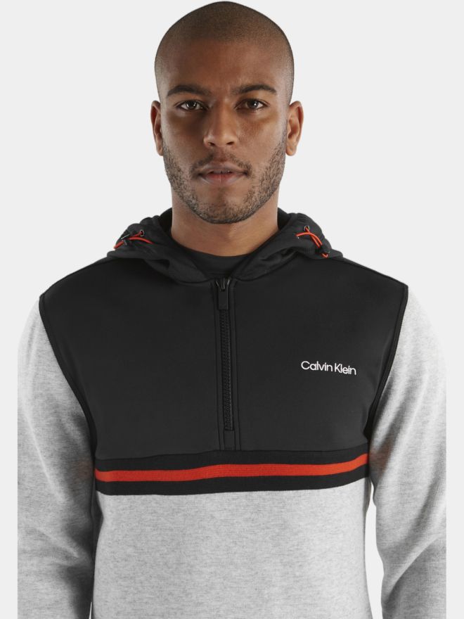 Calvin Klein ADDINGTON HOODED HALF ZIP Stretch Midlayer hellgrau melange