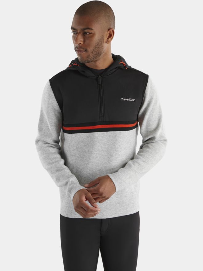 Calvin Klein ADDINGTON HOODED HALF ZIP Stretch Midlayer hellgrau melange
