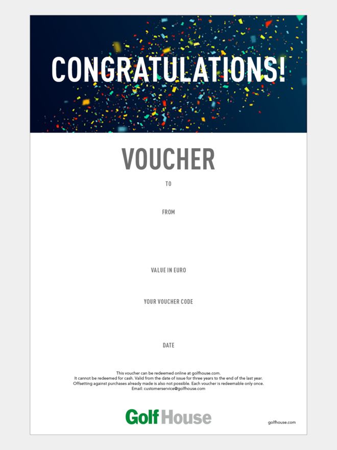 Golf House Gutschein zum Drucken Glückwunsch bunt