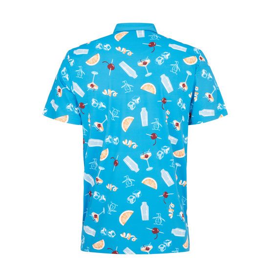 Penguin All Over Oversized Cocktail Print Halbarm Polo royal