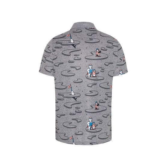 Penguin All Over Polar Pete Print Halbarm Polo grau