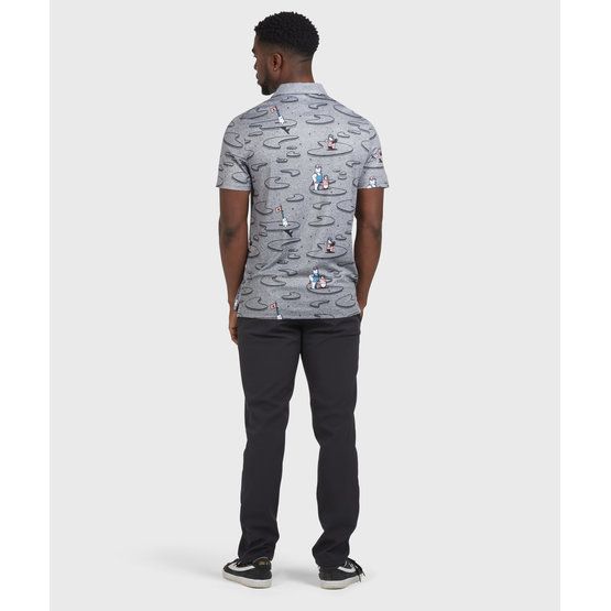 Penguin All Over Polar Pete Print Halbarm Polo grau