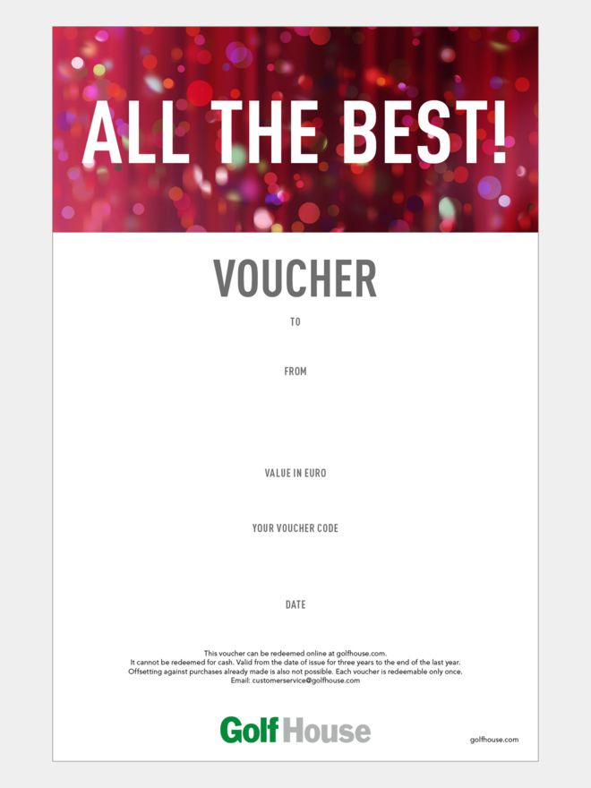 Golf House Gutschein zum Drucken Alles Gute rot