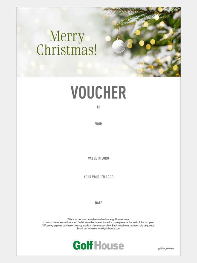Golf House Gutschein zum Drucken Weihnachten Ball