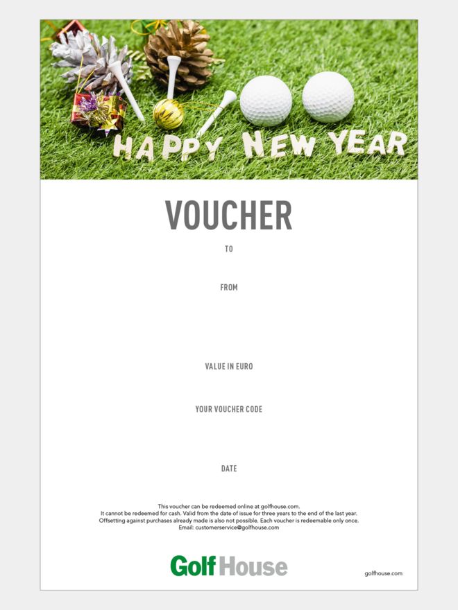 Golf House Gutschein zum Drucken Neujahr