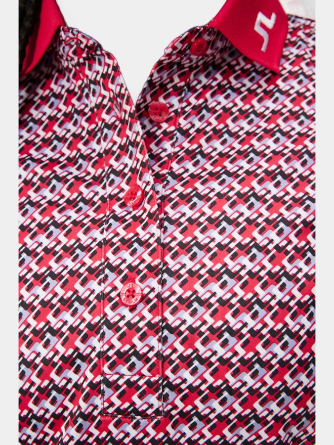 J.Lindeberg Tour Tech Print Halbarm Polo rot