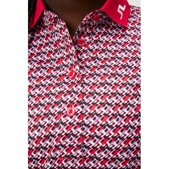 J.Lindeberg  Tour Tech Print Half Sleeve Polo red