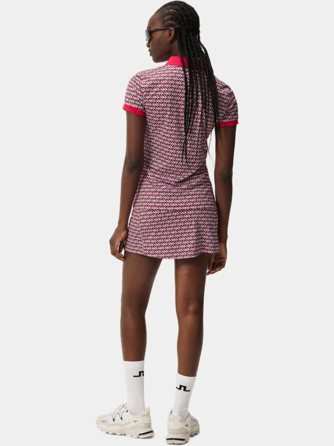 J.Lindeberg Tour Tech Print Halbarm Polo rot