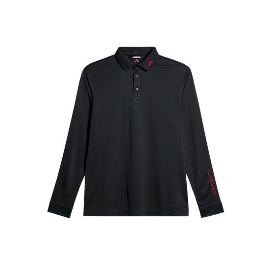 J.Lindeberg Tour Tech Langarm Polo schwarz