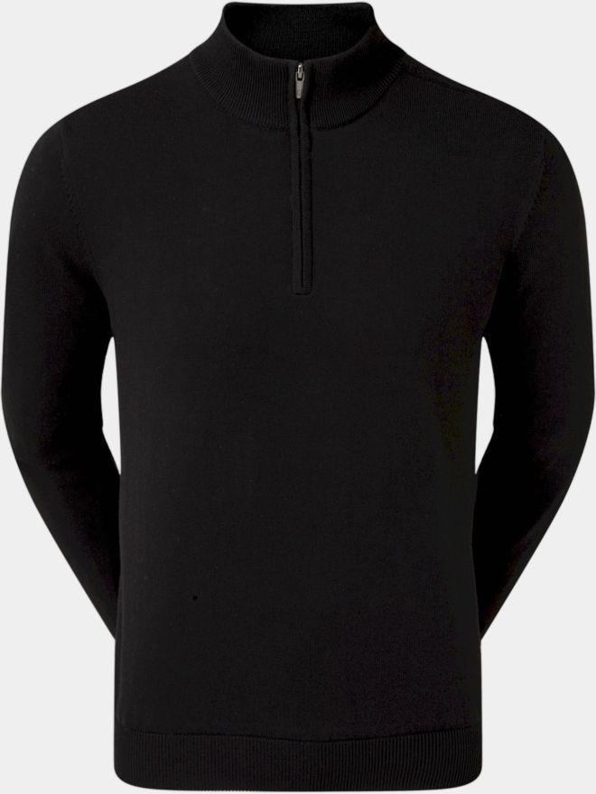 FootJoy WOOL BLEND 1/2 ZIP LINED Windstopp Strick schwarz