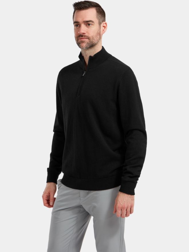 FootJoy WOOL BLEND 1/2 ZIP LINED Windstopp Strick schwarz