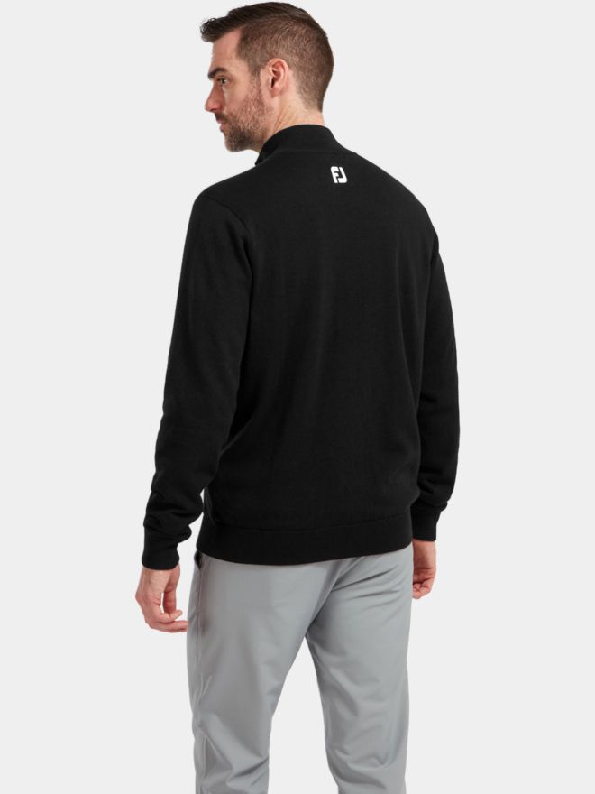 FootJoy WOOL BLEND 1/2 ZIP LINED Windstopp Strick schwarz