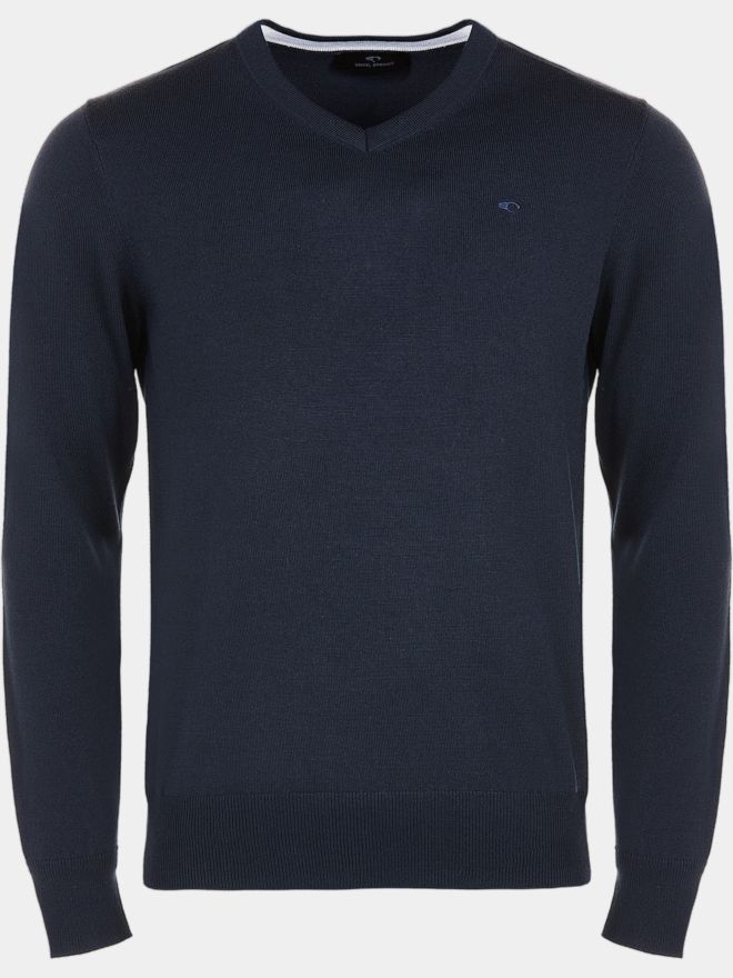 Daniel Springs Basic Strick V Pullover navy