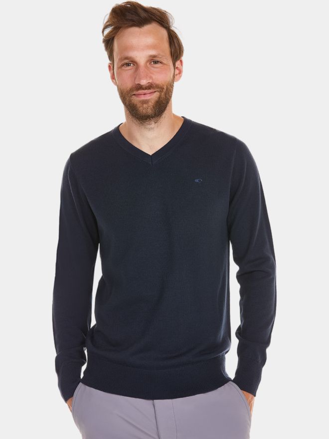 Daniel Springs Basic Strick V Pullover navy