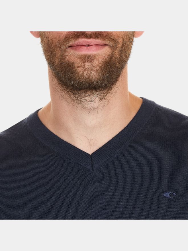 Daniel Springs Basic Strick V Pullover navy