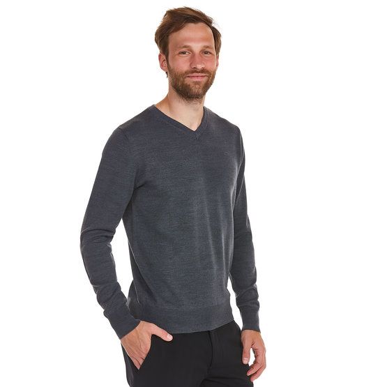 Daniel Springs Basic Knit V Sweater dark gray melange