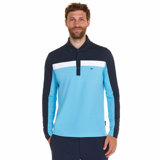 Daniel Springs Pique Thermo Polo Langarm blau