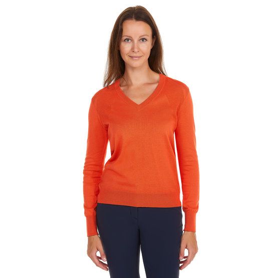 Valiente Jaquard structure knit V sweater orange