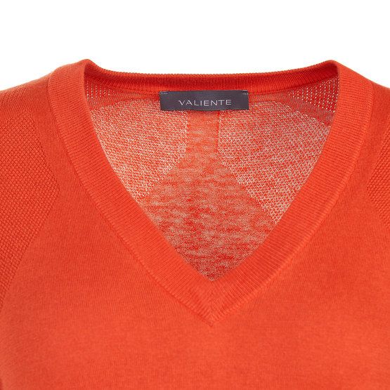 Valiente Jaquard structure knit V sweater orange