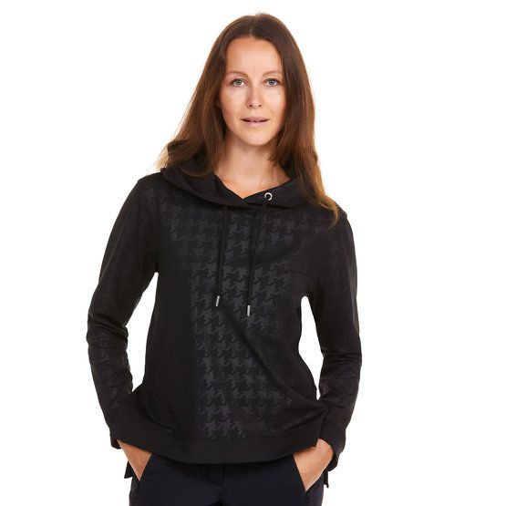 Valiente Embossed Print Stretch Sweat Hoodie black