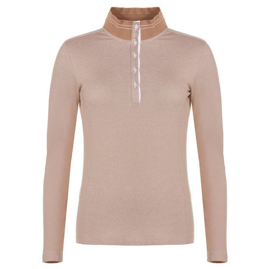 Valiente 2-Tone Pique Thermo Polo Langarm beige