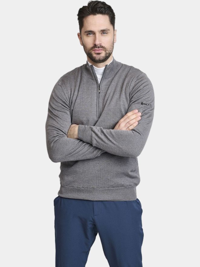 Backtee Windbreaker Sweater Wind stop knitted gray melange