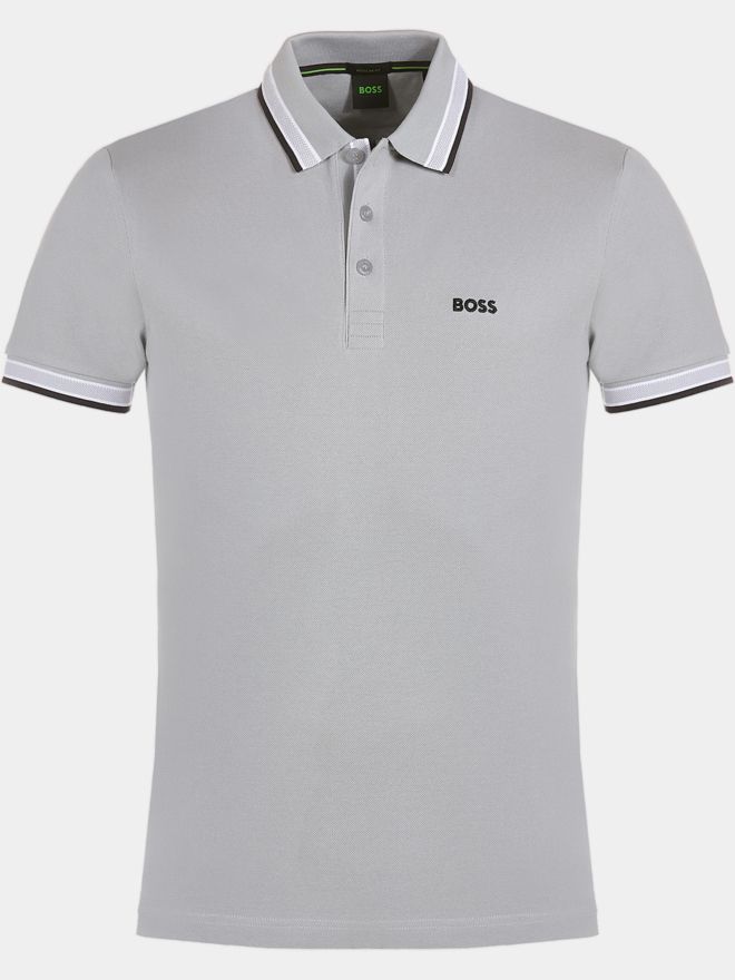 BOSS Paddy Halbarm Polo hellgrau