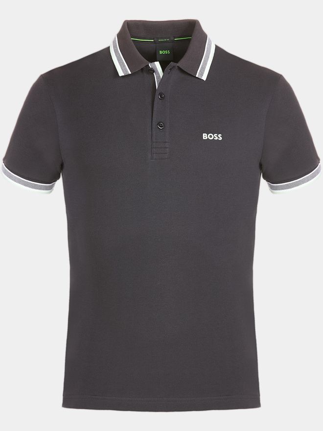 BOSS Paddy Halbarm Polo anthrazit