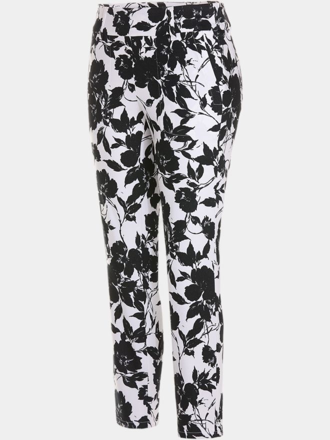 Alberto LUCY-CR - WR Black & White Flowers 7/8 Hose schwarz