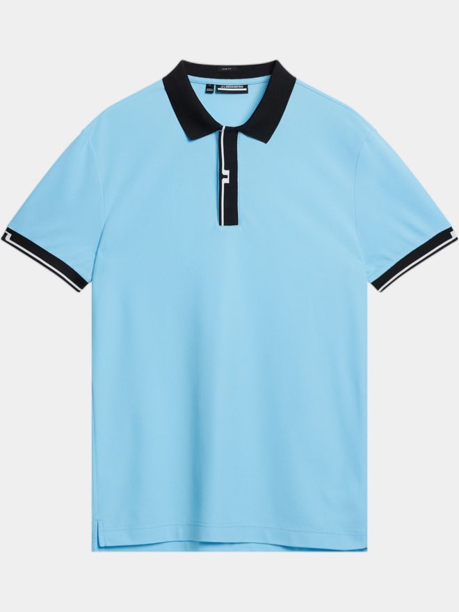 J.Lindeberg Bay Slim Halbarm Polo hellblau