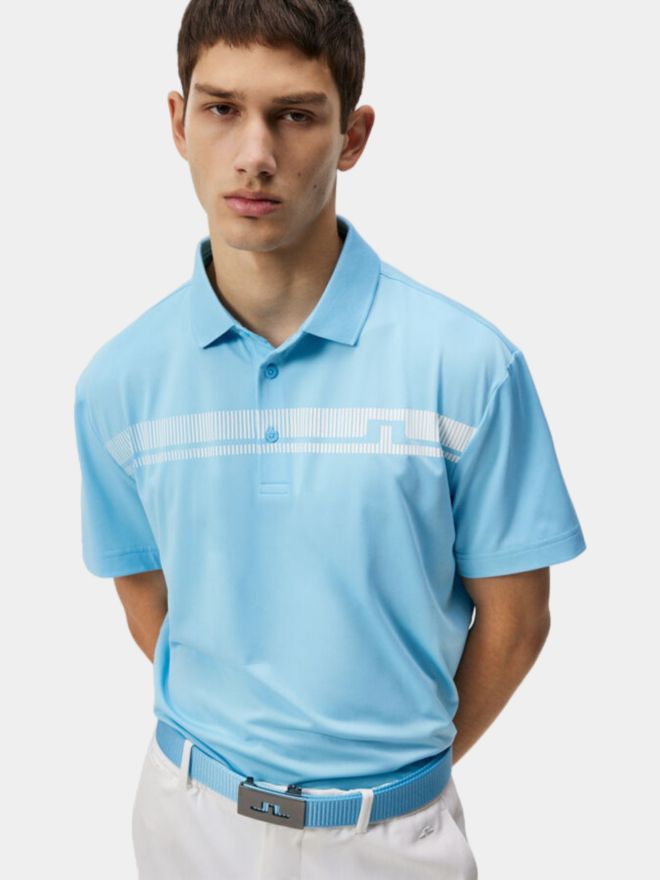 J.Lindeberg Klas Regular Fit Golf Halbarm Polo hellblau