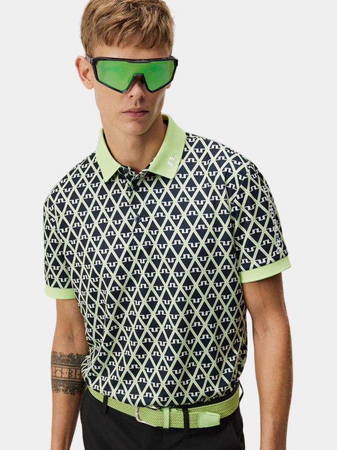 J.Lindeberg Tour Tech Reg Fit Print Halbarm Polo hellgrün