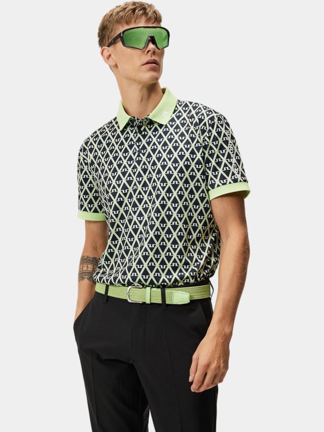 J.Lindeberg Tour Tech Reg Fit Print Halbarm Polo hellgrün
