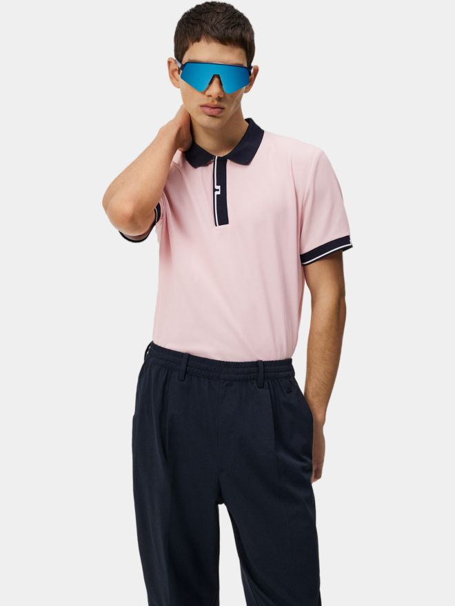 J.Lindeberg Bay Slim Halbarm Polo rosa